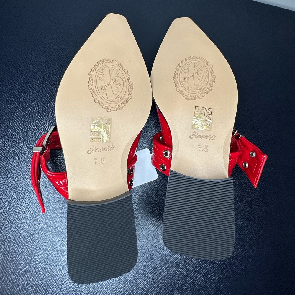 NWT Red Patent Leather Ballet Slingback Women's Shoes - Picture 7 of 7